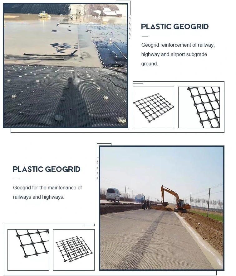Độ bền kéo 25kn Geogrid nhựa hai trục cho xây dựng đường bộ 2