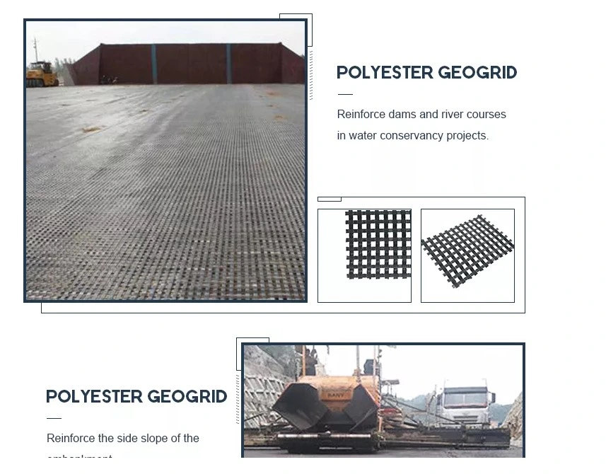 Warp đan polyester dệt PET Bi-axial Geogrid cho gia cố đường 3