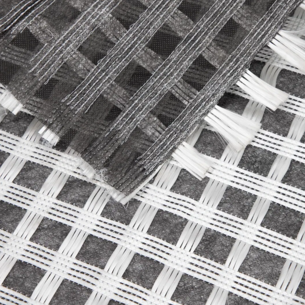 Đường kết hợp Bi-axial Fiberglass Geogrid với Geotextile không dệt để củng cố đất / vật liệu xây dựng đường 2