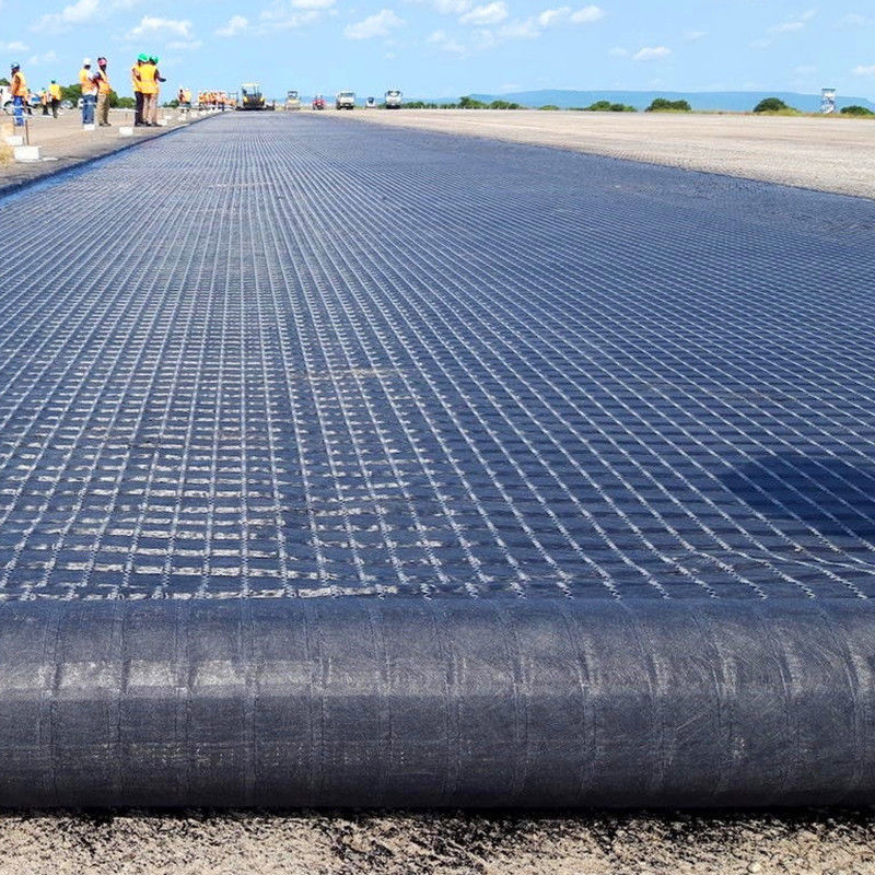 Đường kết hợp Bi-axial Fiberglass Geogrid với Geotextile không dệt để củng cố đất / vật liệu xây dựng đường