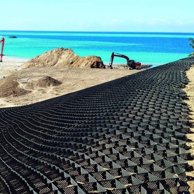 Được kết cấu với lỗ HDPE Geocell Hệ thống giam giữ tế bào cao Honeycomb HDPE Geocell cho đường nền tảng Bảo vệ sườn bãi đậu xe Đường cống
