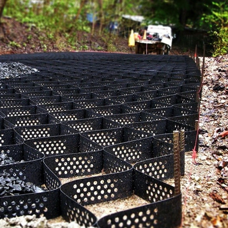 Được kết cấu với lỗ HDPE Geocell Hệ thống giam giữ tế bào cao Honeycomb HDPE Geocell cho đường nền tảng Bảo vệ sườn bãi đậu xe Đường cống