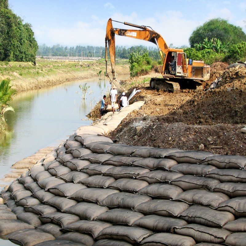 Túi địa kỹ thuật môi trường cao cấp Geobag PP Pet Vải địa kỹ thuật không dệt Dệt màu trắng Geobag