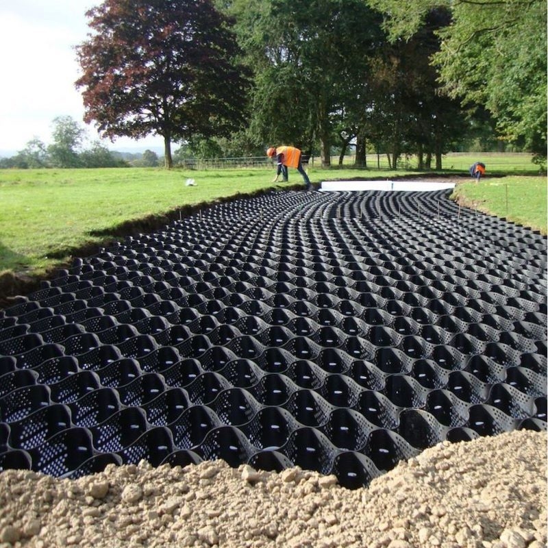 50MM 100mm 150mm HDPE Geocell để kiểm soát xói mòn đường lái xe Đường ổn định sỏi Bảng thoát nước vườn Bảo vệ sườn đường