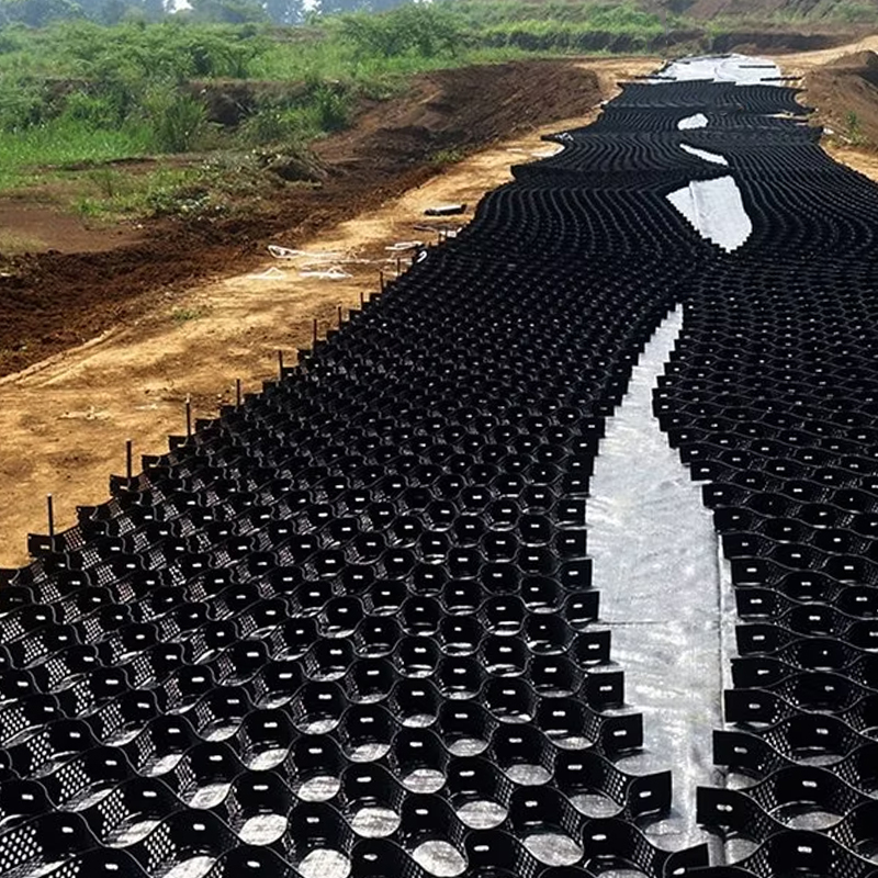 Lưới đường tiêu chuẩn ASTM bằng nhựa, tổ ong HDPE cho sỏi, địa kỹ thuật, gia cố tường chắn, bảo vệ sườn dốc, đường lái xe, kiểm soát xói mòn